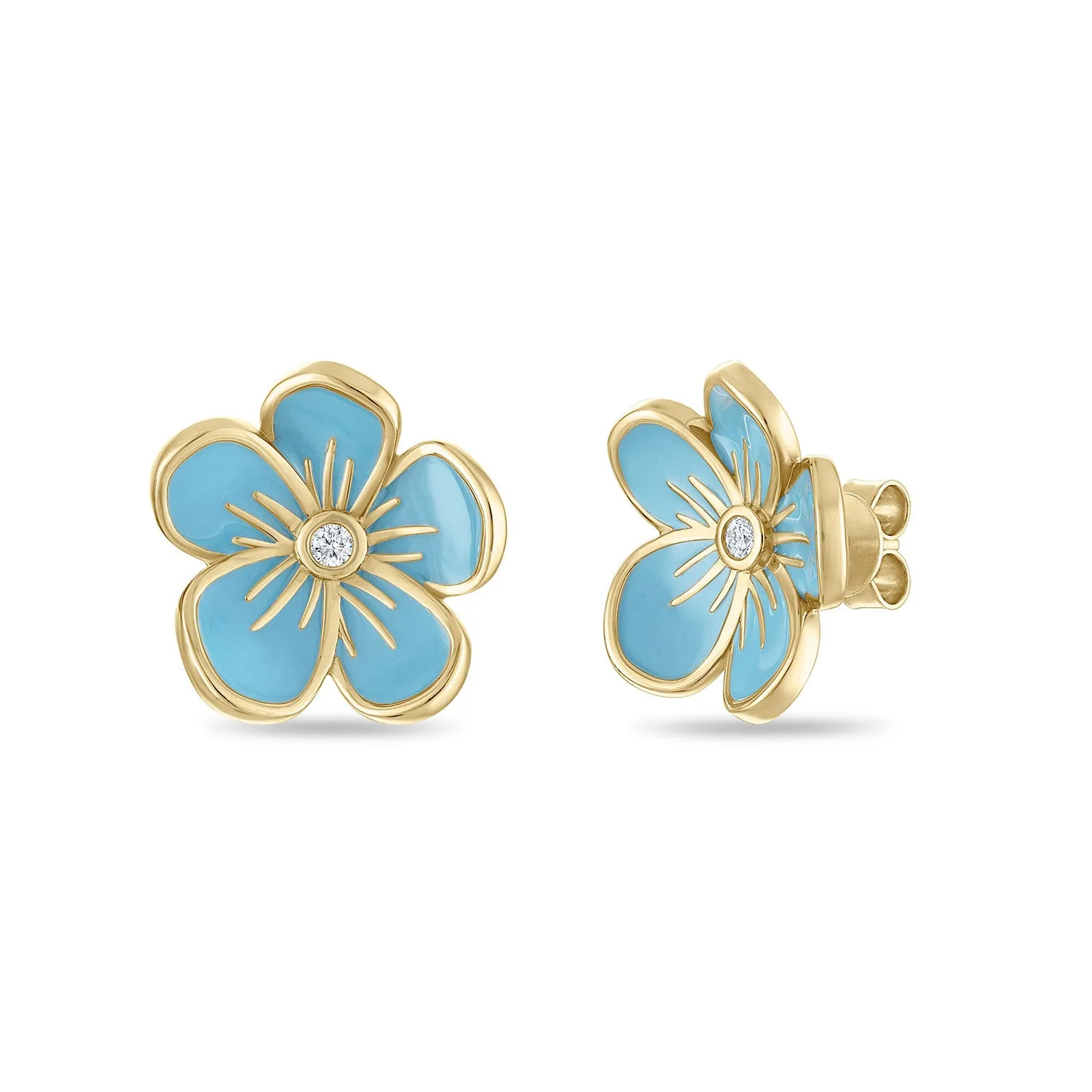Large Florette Studs in Blue