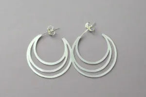 Large moon cutout earring - sterling silver