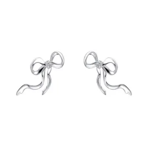 Laura Ashley Ribbon Bow Stud Earring Silver Plated