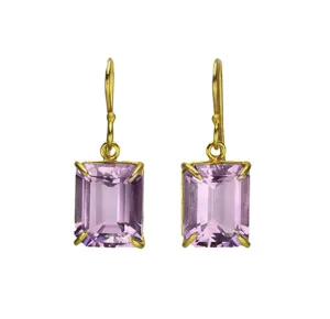 Lavender Amethyst Emerald Cut Earrings