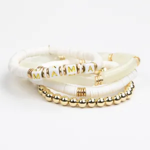 Le La Lo Mama Tubular Beaded Bracelet Set - Ladies White