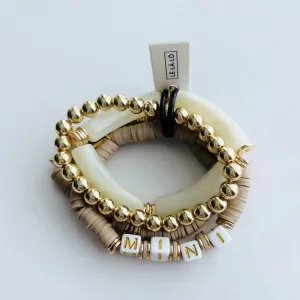 LeLaLo Mini Tubular Beaded Bracelet Set - Child Taupe