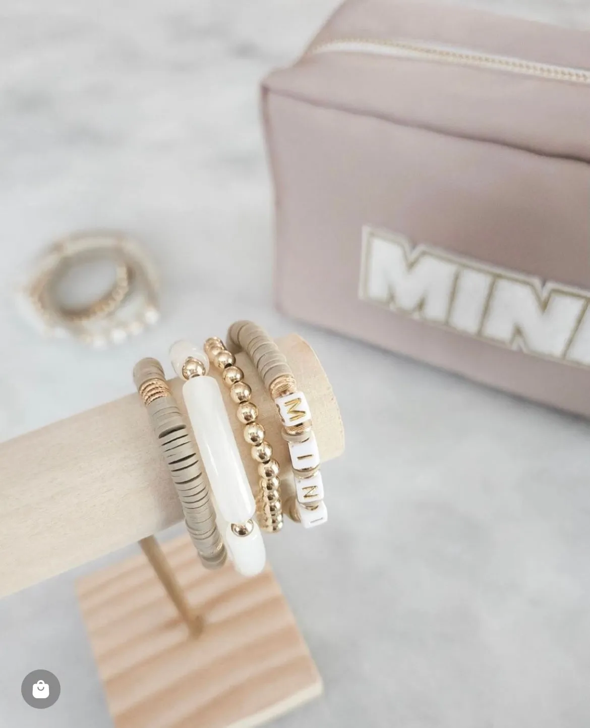 LeLaLo Mini Tubular Beaded Bracelet Set - Child Taupe