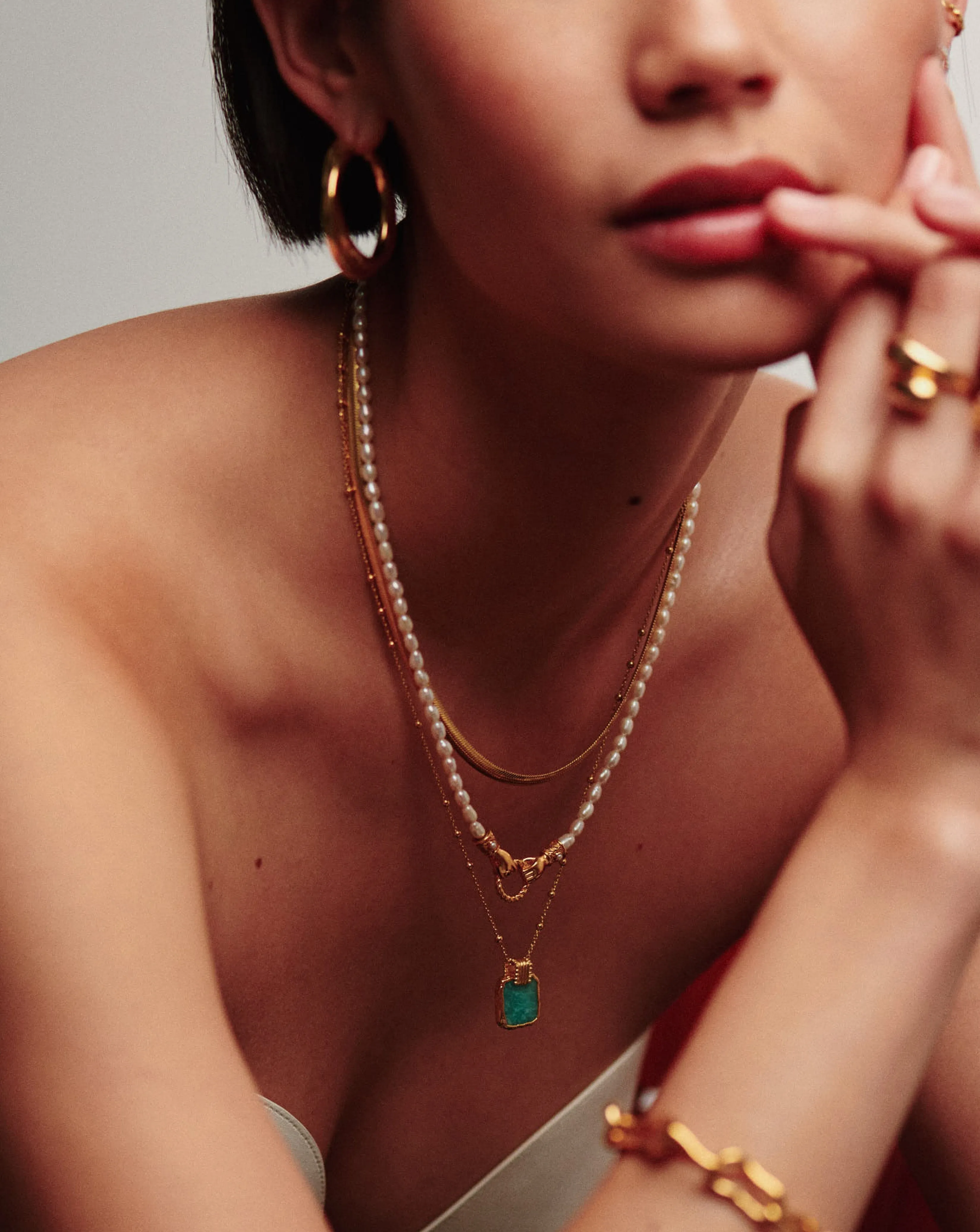 Lena Charm Necklace | 18ct Gold Plated/Amazonite