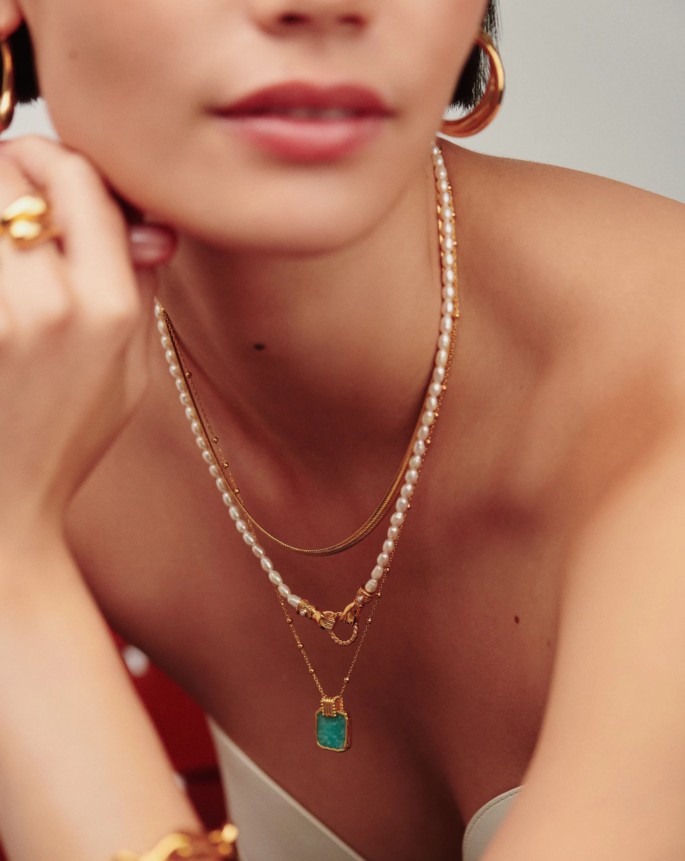 Lena Charm Necklace | 18ct Gold Plated/Amazonite