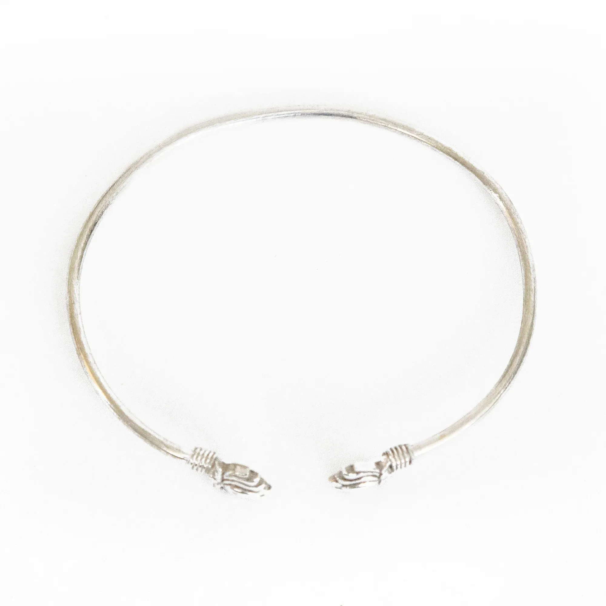 Lotus Flower Silver Bangle Bracelet