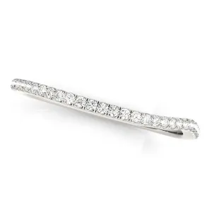 LOVCIA Luxury 14k White Gold Delicate Curved Diamond Wedding Band (0.09 cttw)