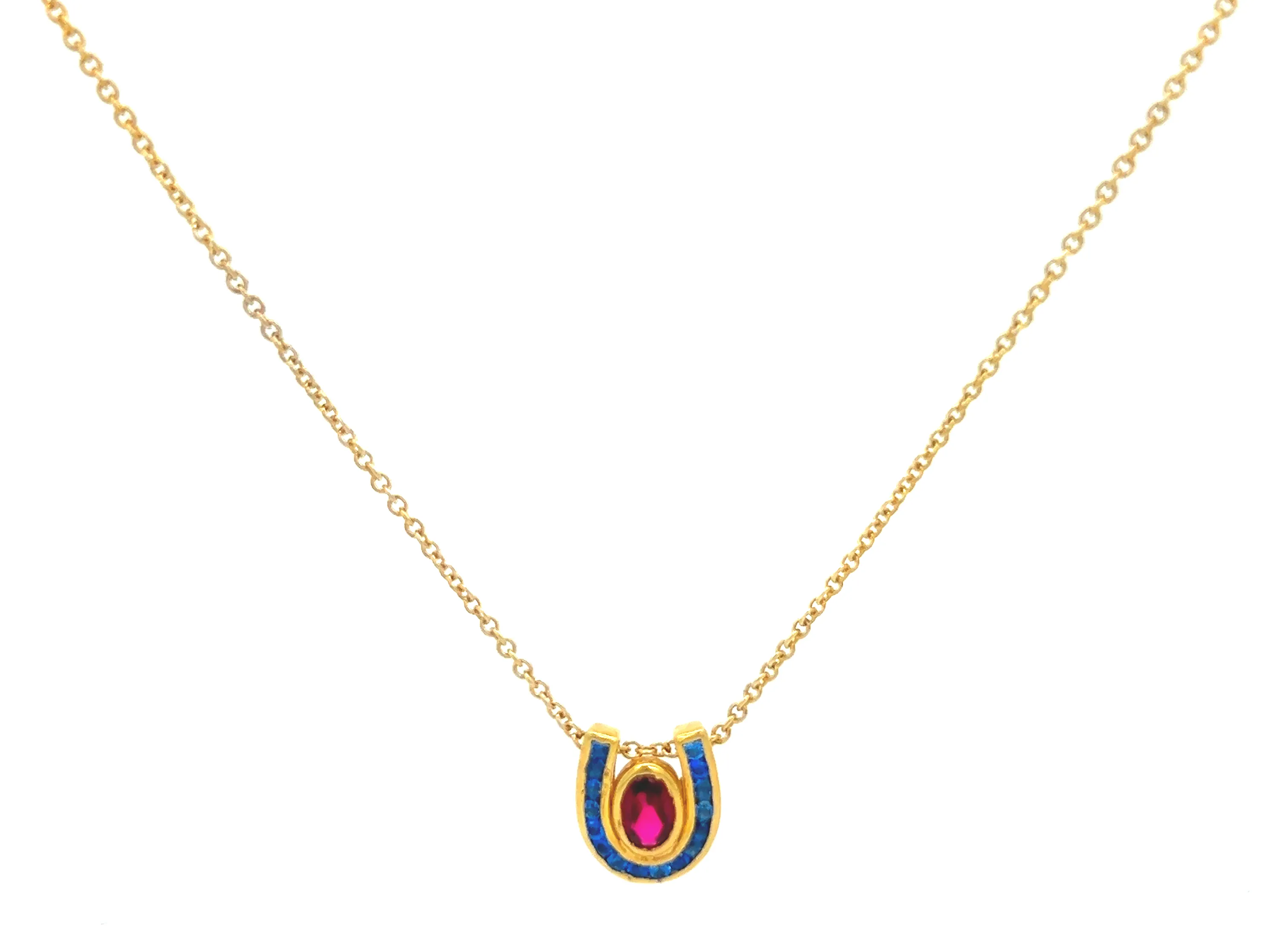 Lucky Horseshoe Gemstone Necklace
