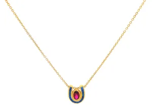 Lucky Horseshoe Gemstone Necklace