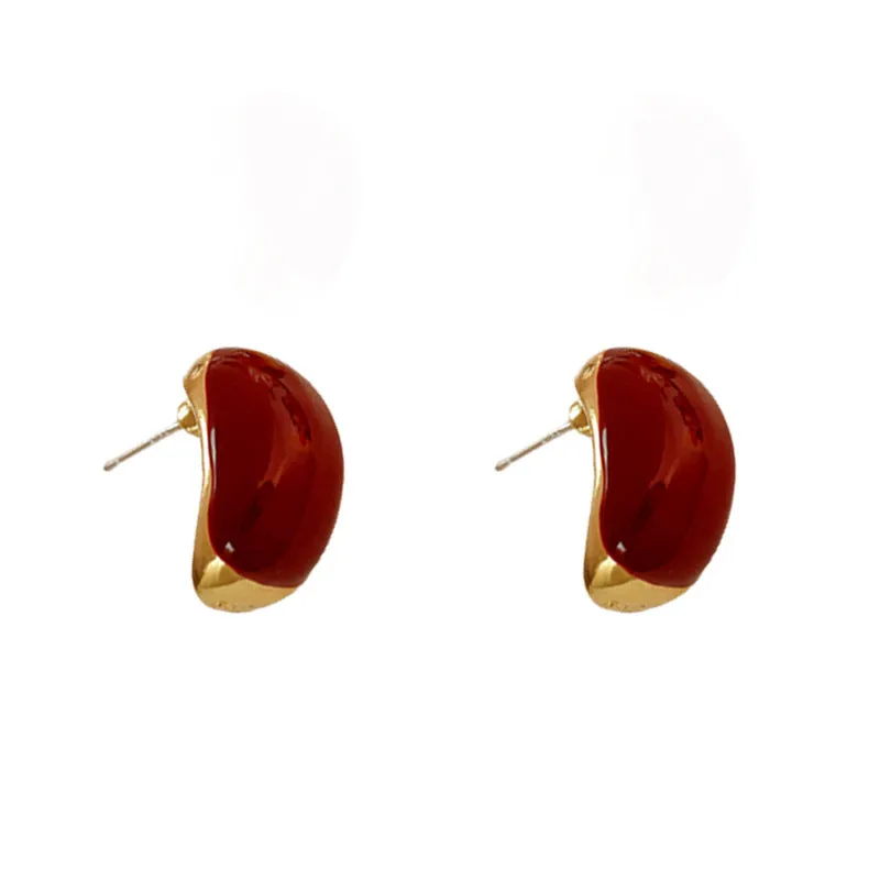Luxurious Ellipse Geometric Copper Oil Dripping Earrings
