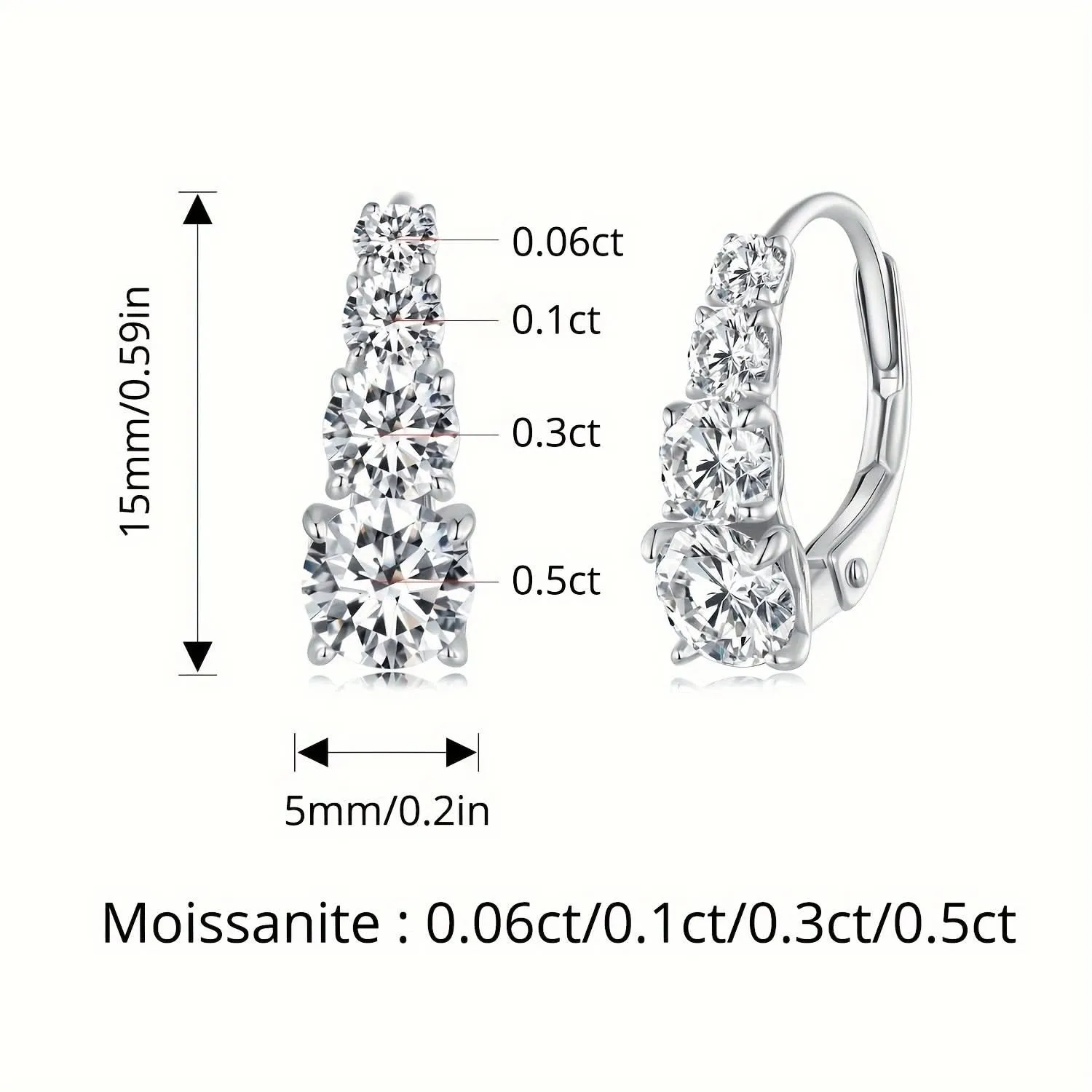 Luxurious Moissanite Sterling Silver Hoop Earrings