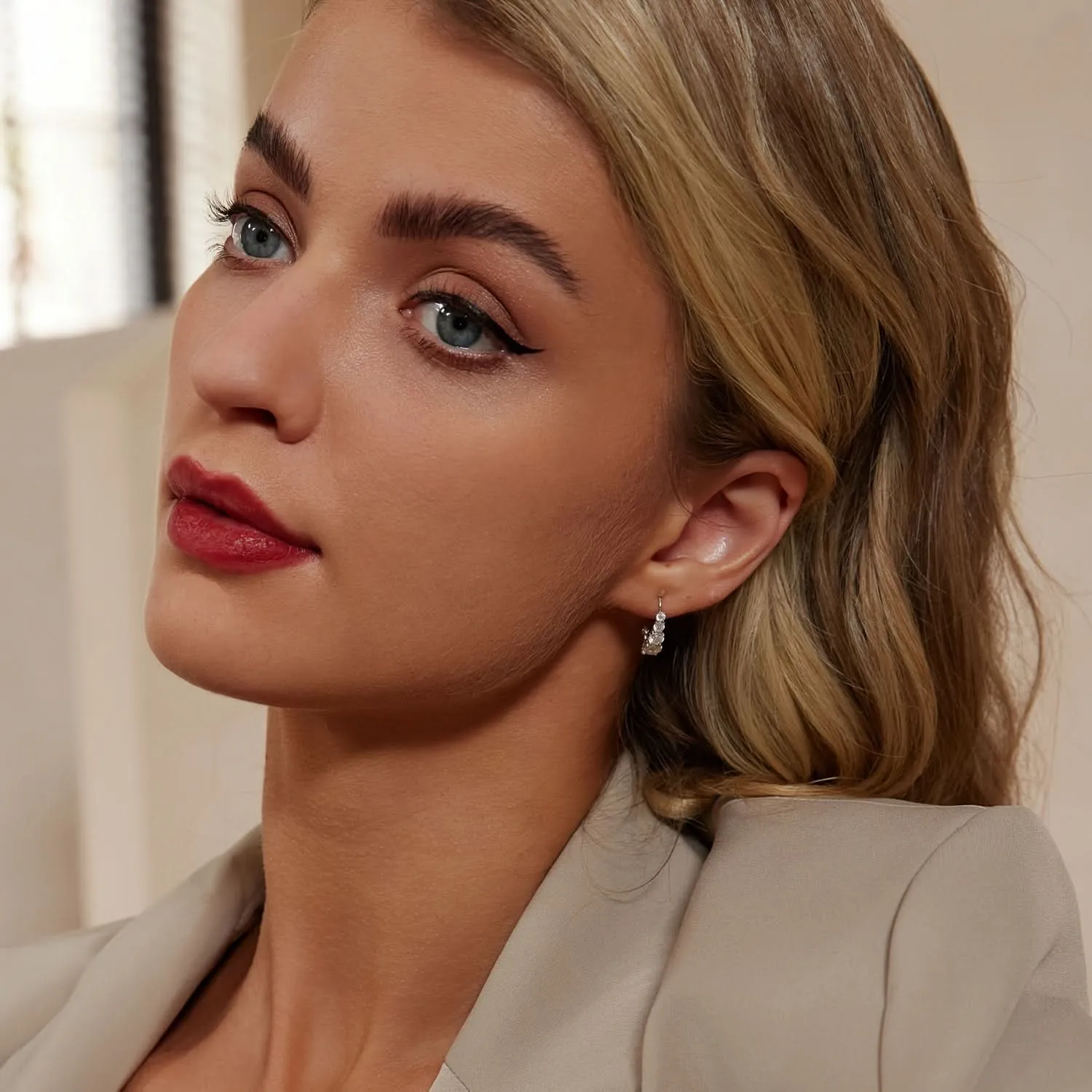 Luxurious Moissanite Sterling Silver Hoop Earrings