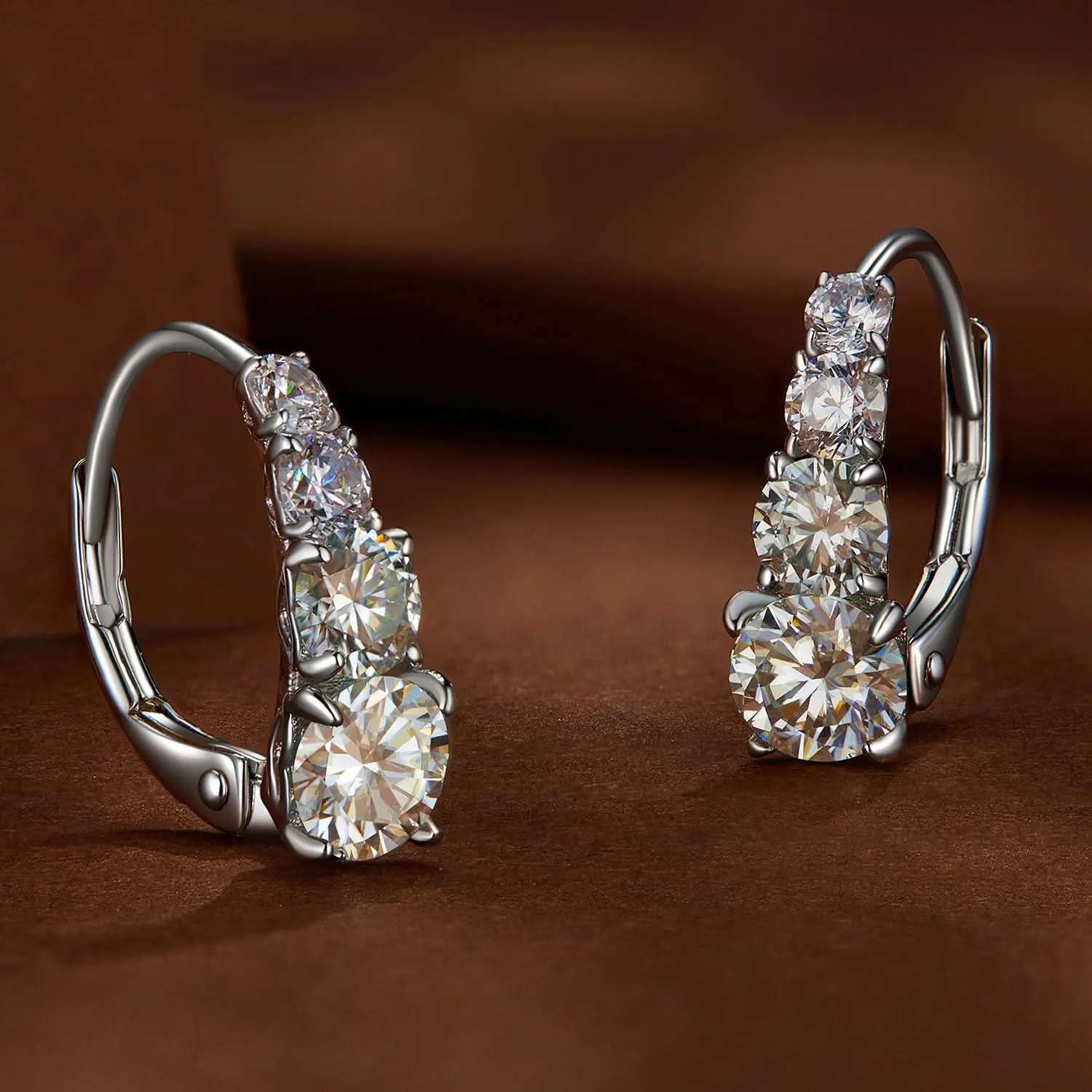Luxurious Moissanite Sterling Silver Hoop Earrings