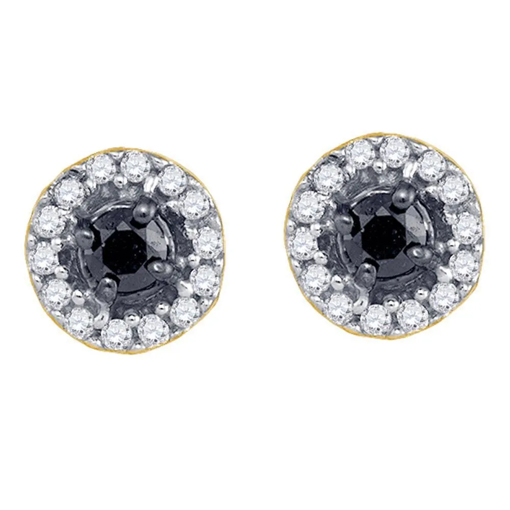 Luxurious Noir Cluster Diamond Earrings in 10kt Yellow Gold