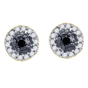 Luxurious Noir Cluster Diamond Earrings in 10kt Yellow Gold