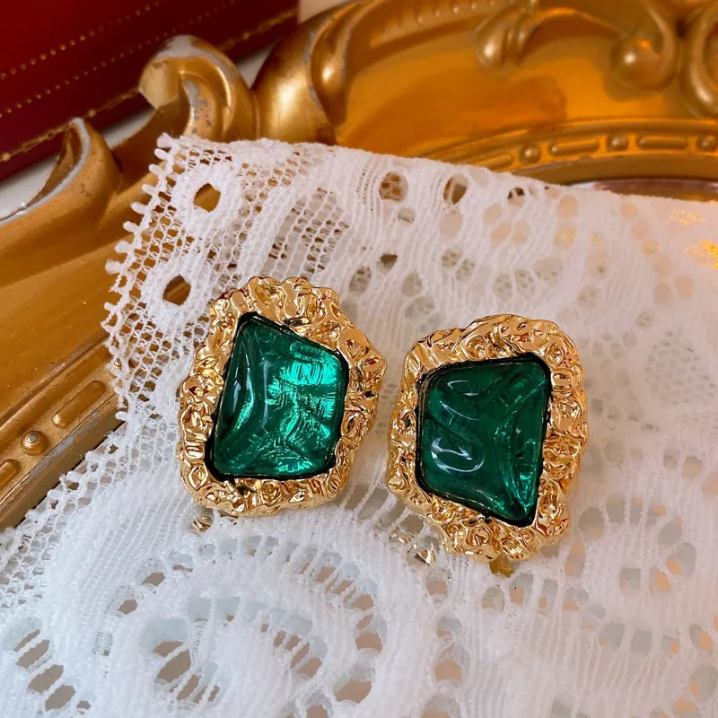 Luxurious Pleated Circle Geometric Plastic Electroplating Earrings