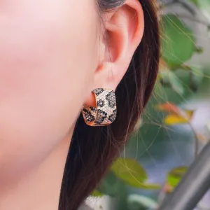 Luxurious Square Shape Zircon Adorned Leopard Earrings