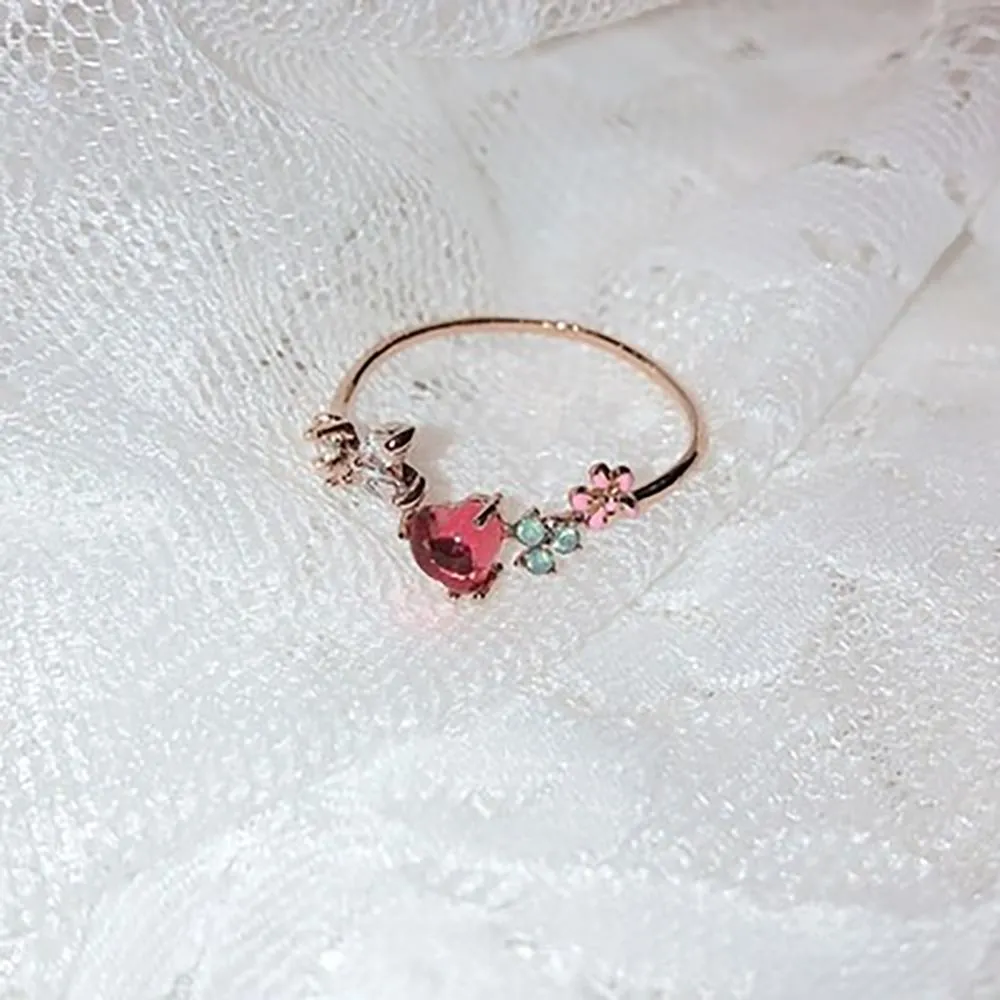 Magical and Delicate Rhinestone Heart and Flower Rings