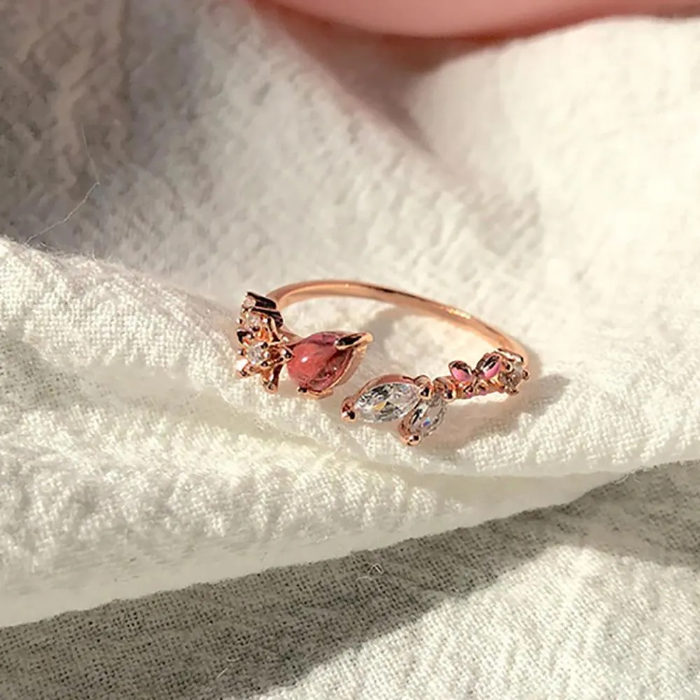Magical and Delicate Rhinestone Heart and Flower Rings