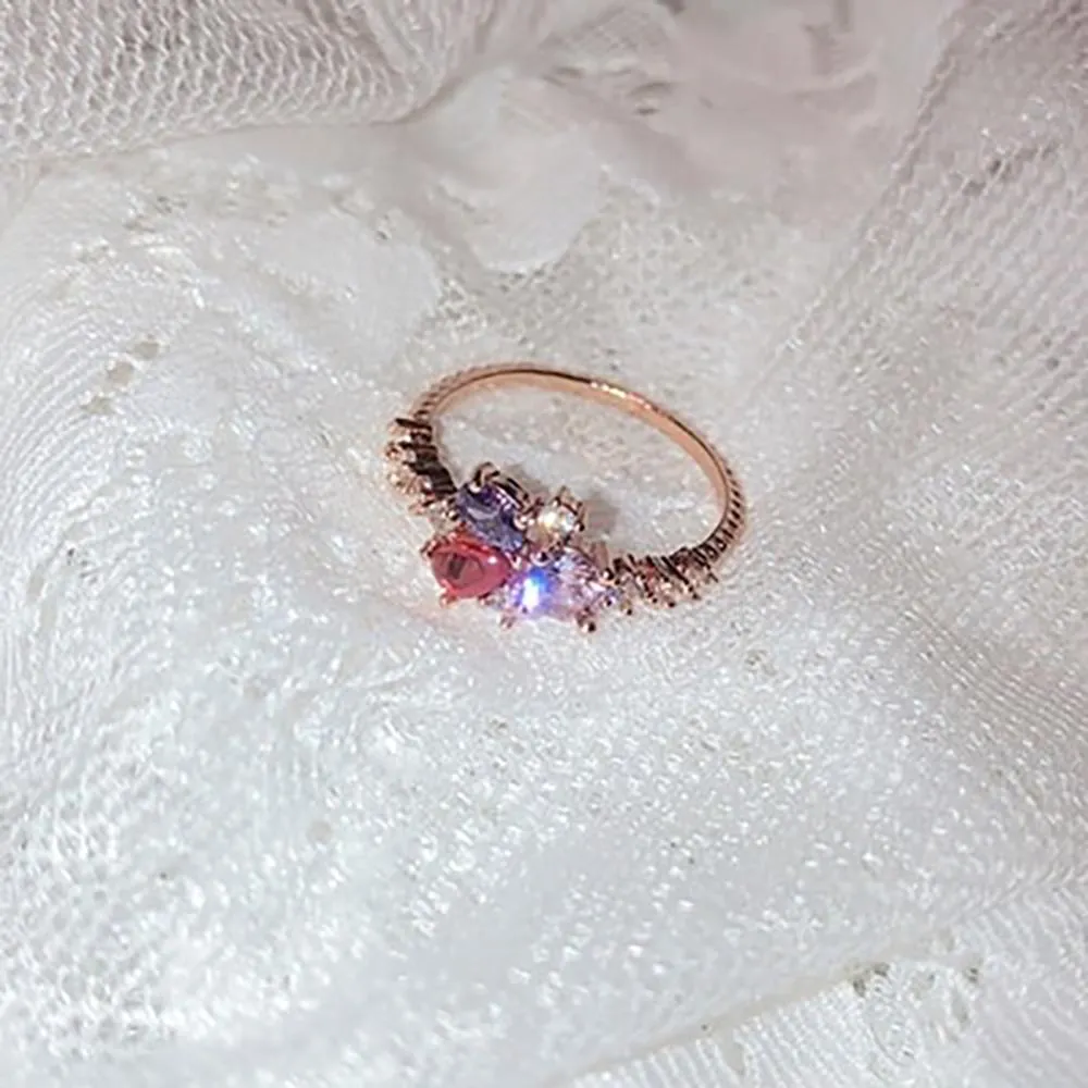 Magical and Delicate Rhinestone Heart and Flower Rings