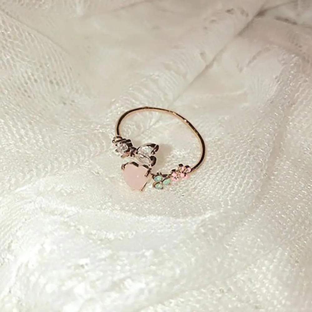 Magical and Delicate Rhinestone Heart and Flower Rings