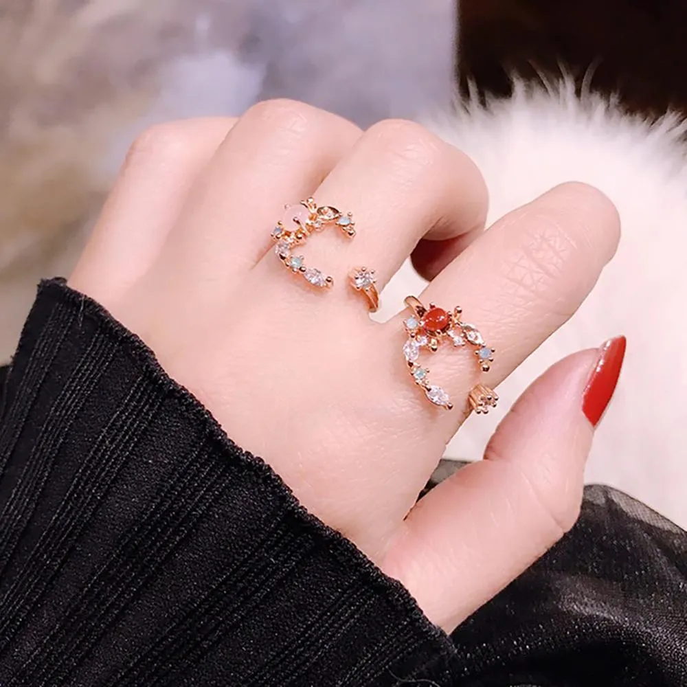 Magical and Delicate Rhinestone Heart and Flower Rings