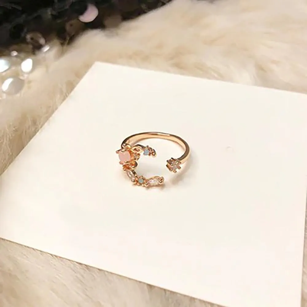 Magical and Delicate Rhinestone Heart and Flower Rings