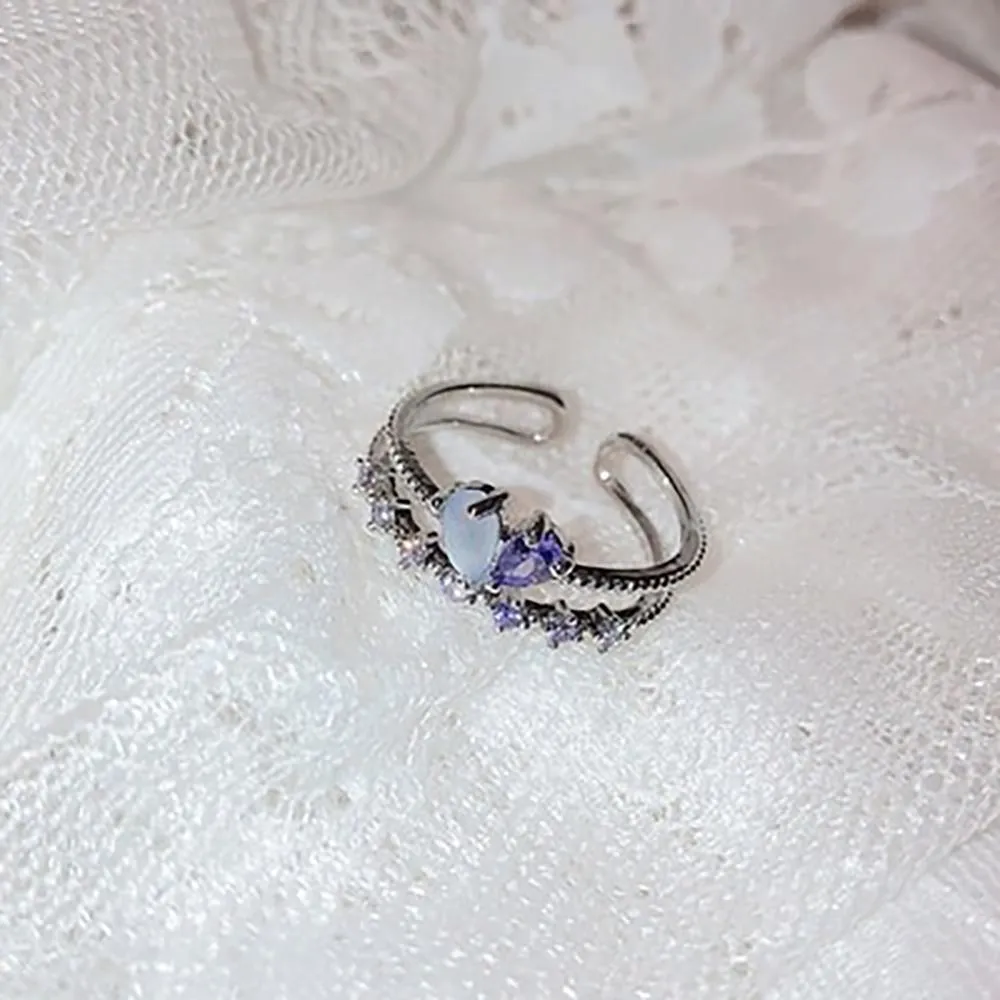Magical and Delicate Rhinestone Heart and Flower Rings