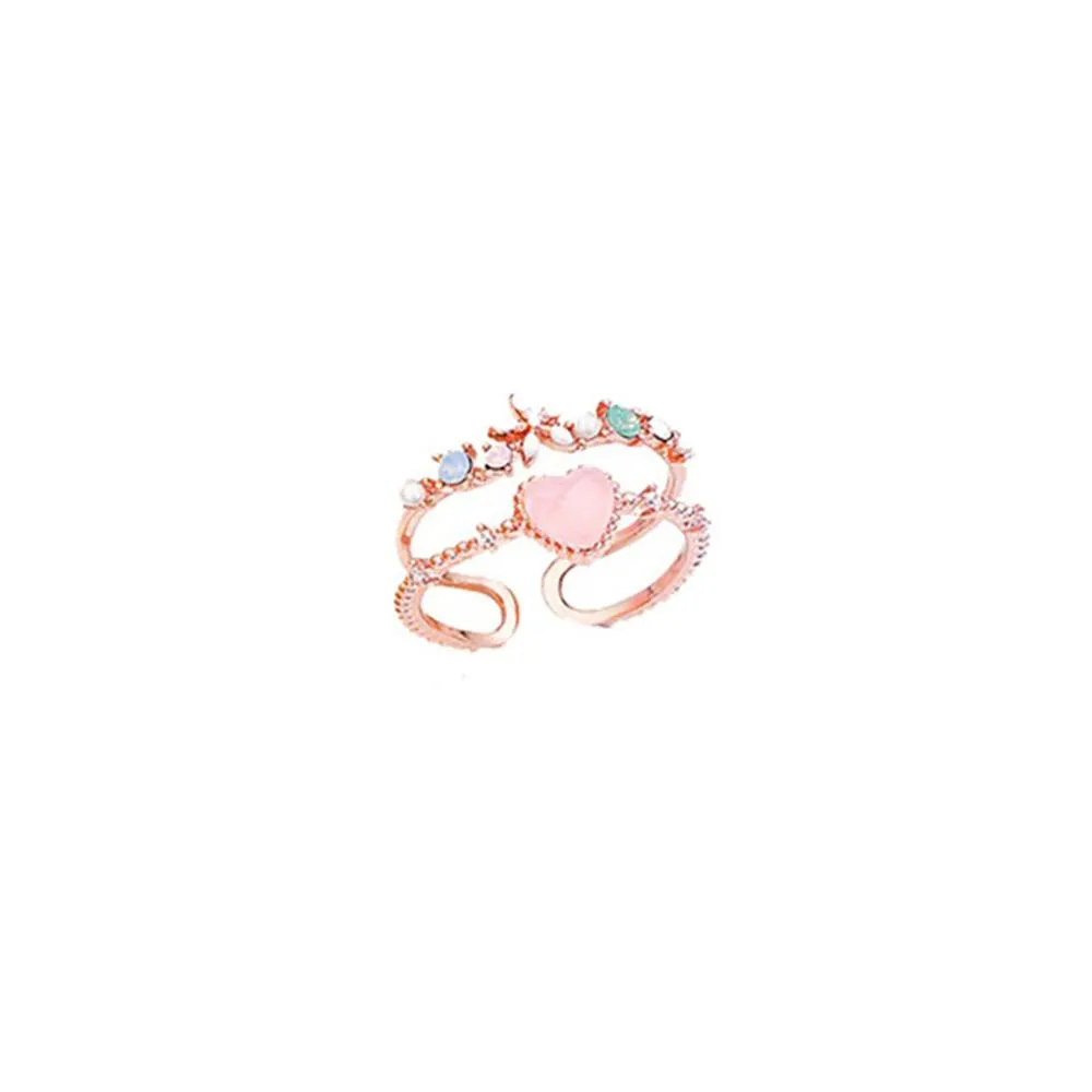 Magical and Delicate Rhinestone Heart and Flower Rings