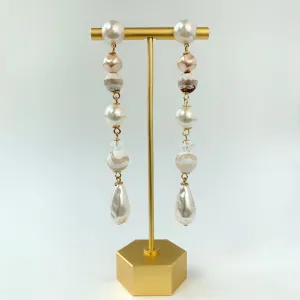 Magnolia Collection Pearl and Agate Chandelier Earrings