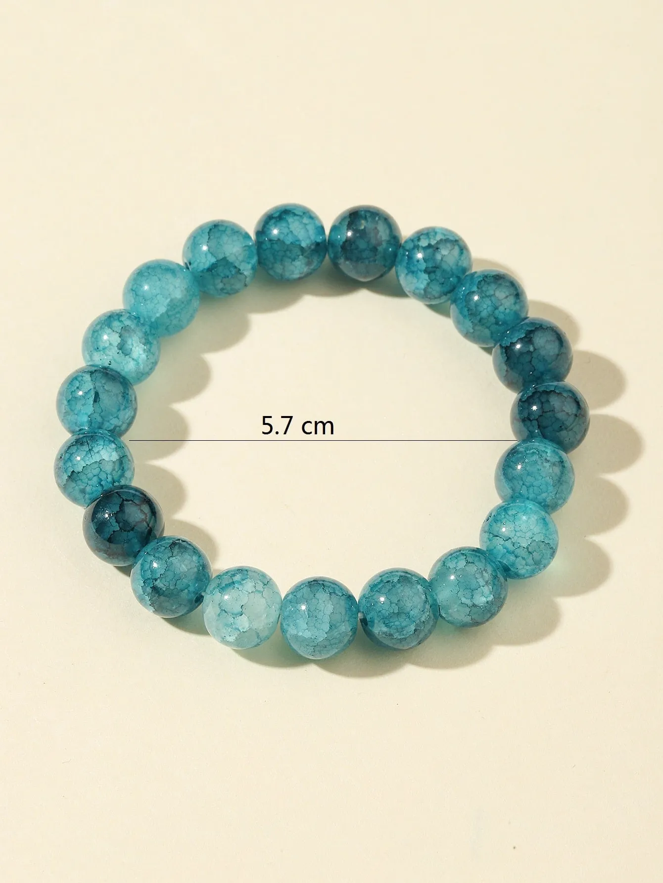 Marbled Aqua Minimalist Beaded Bracelet for Women Crafted Jewelry Stackable