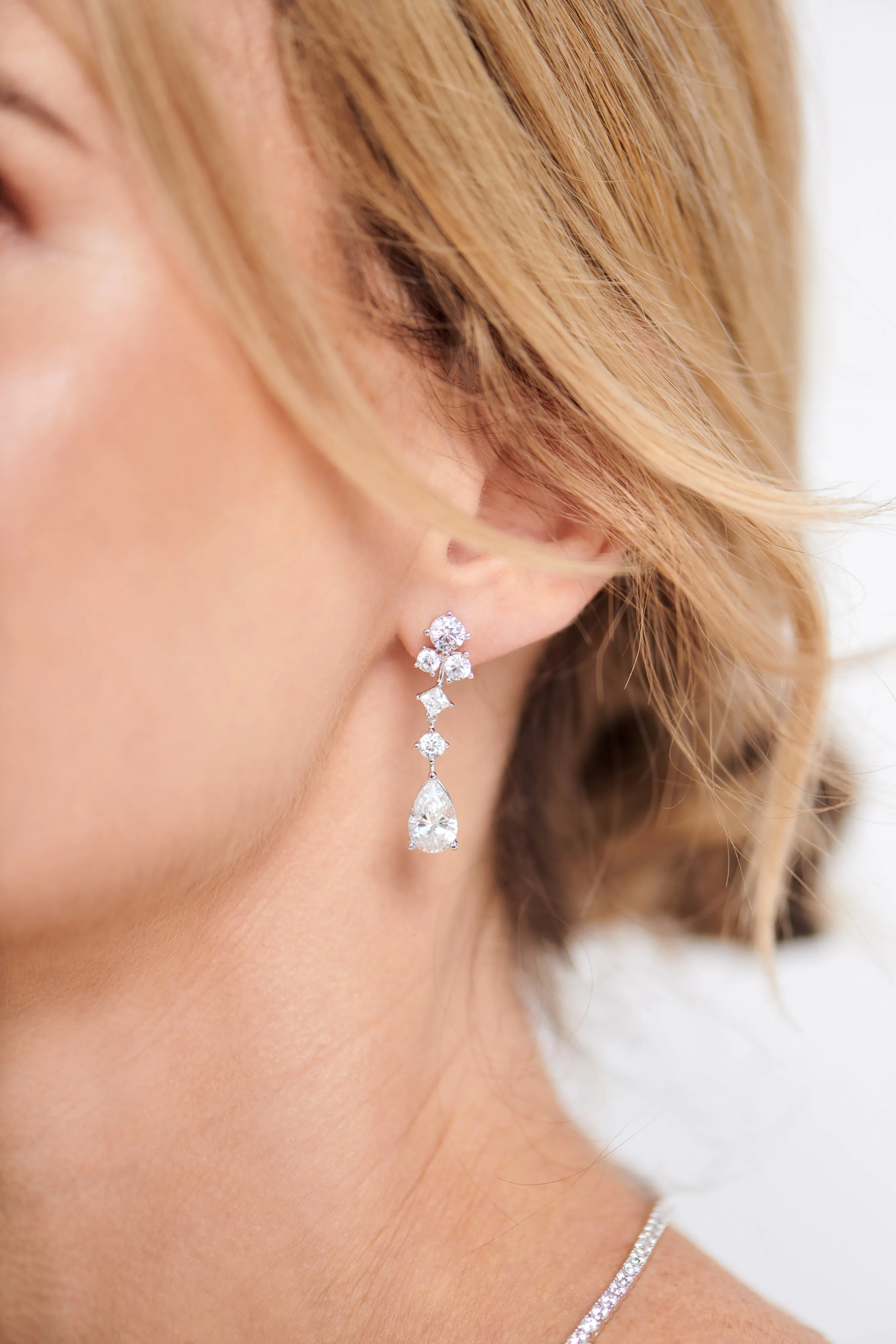 Marta Rhodium Chandelier Earrings