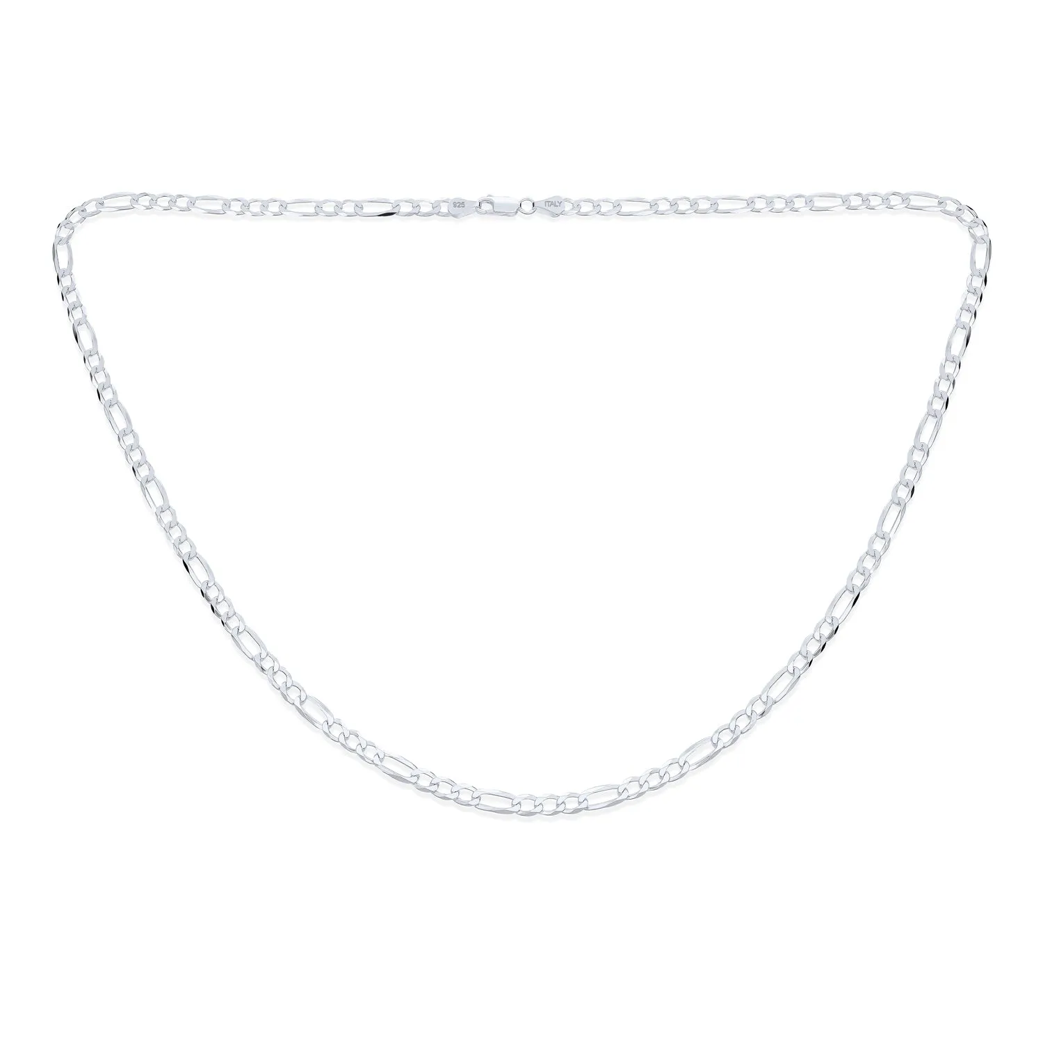 Men's Solid Sterling Silver Figaro Chain Necklace 5.5MM Nickel-Free Made in Italy