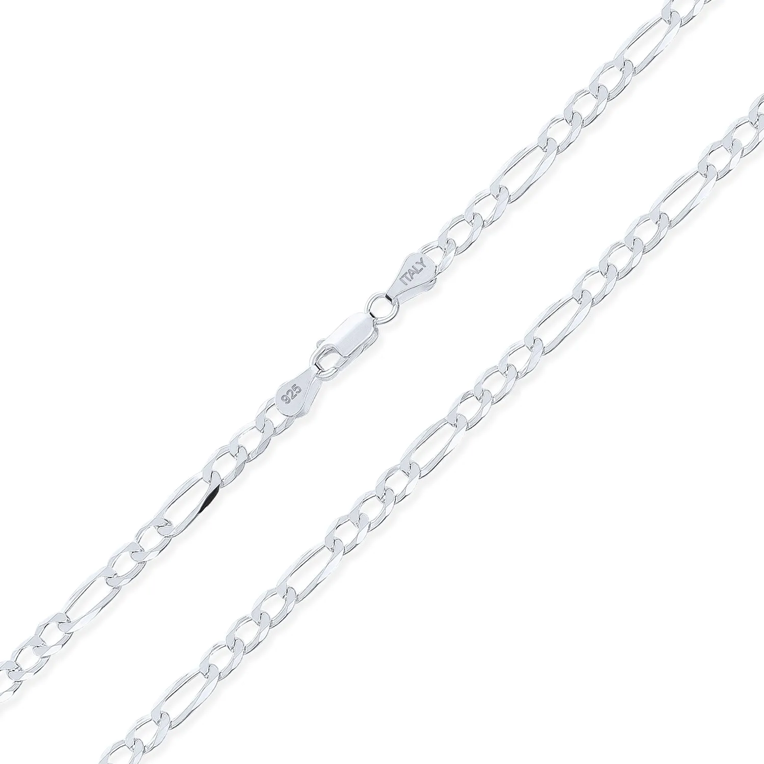 Men's Solid Sterling Silver Figaro Chain Necklace 5.5MM Nickel-Free Made in Italy