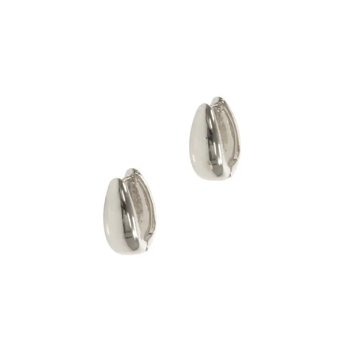 Mini Droplet Hinged Hoop Earrings - Silver