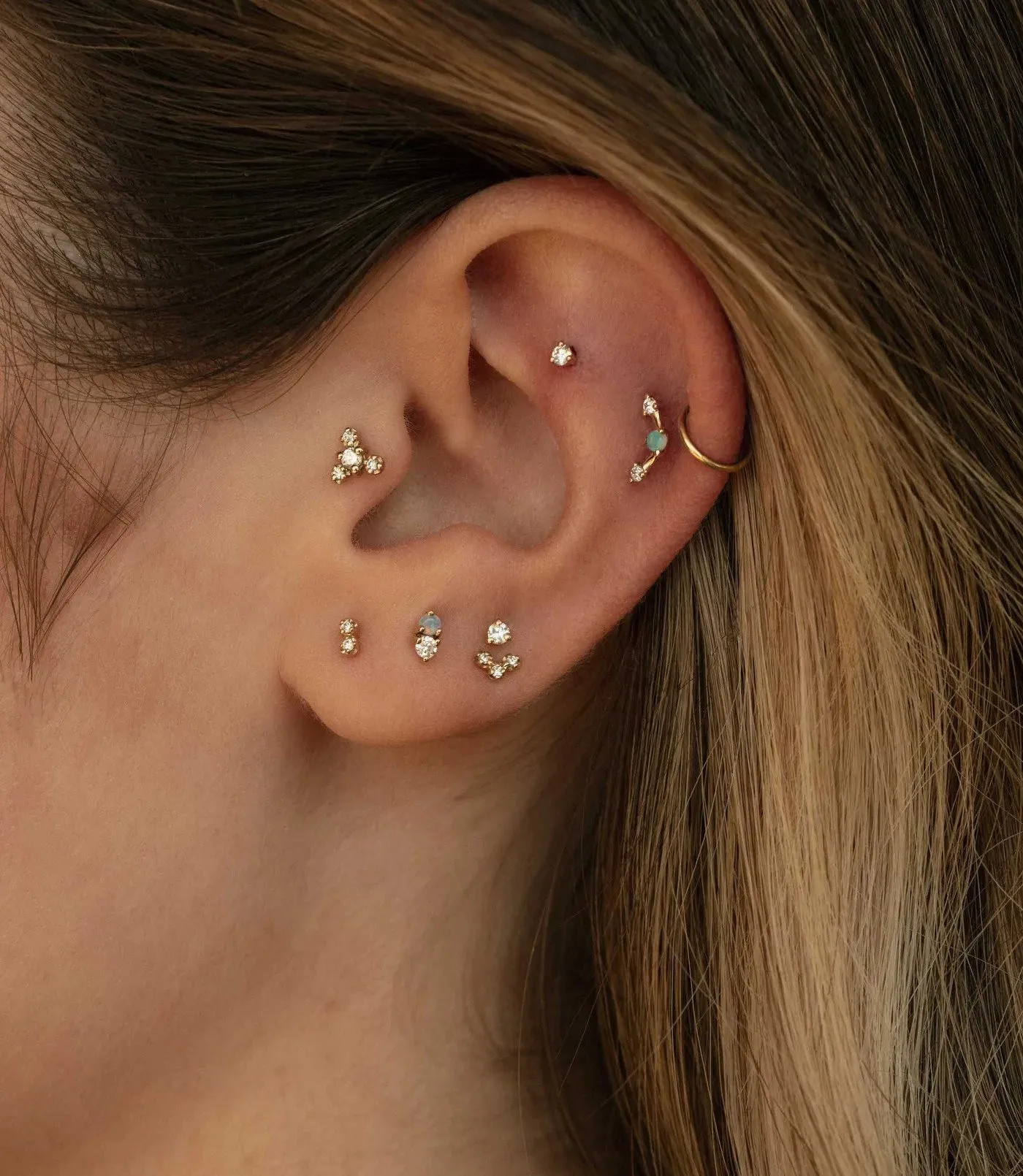 Mini Three Step Point Earrings
