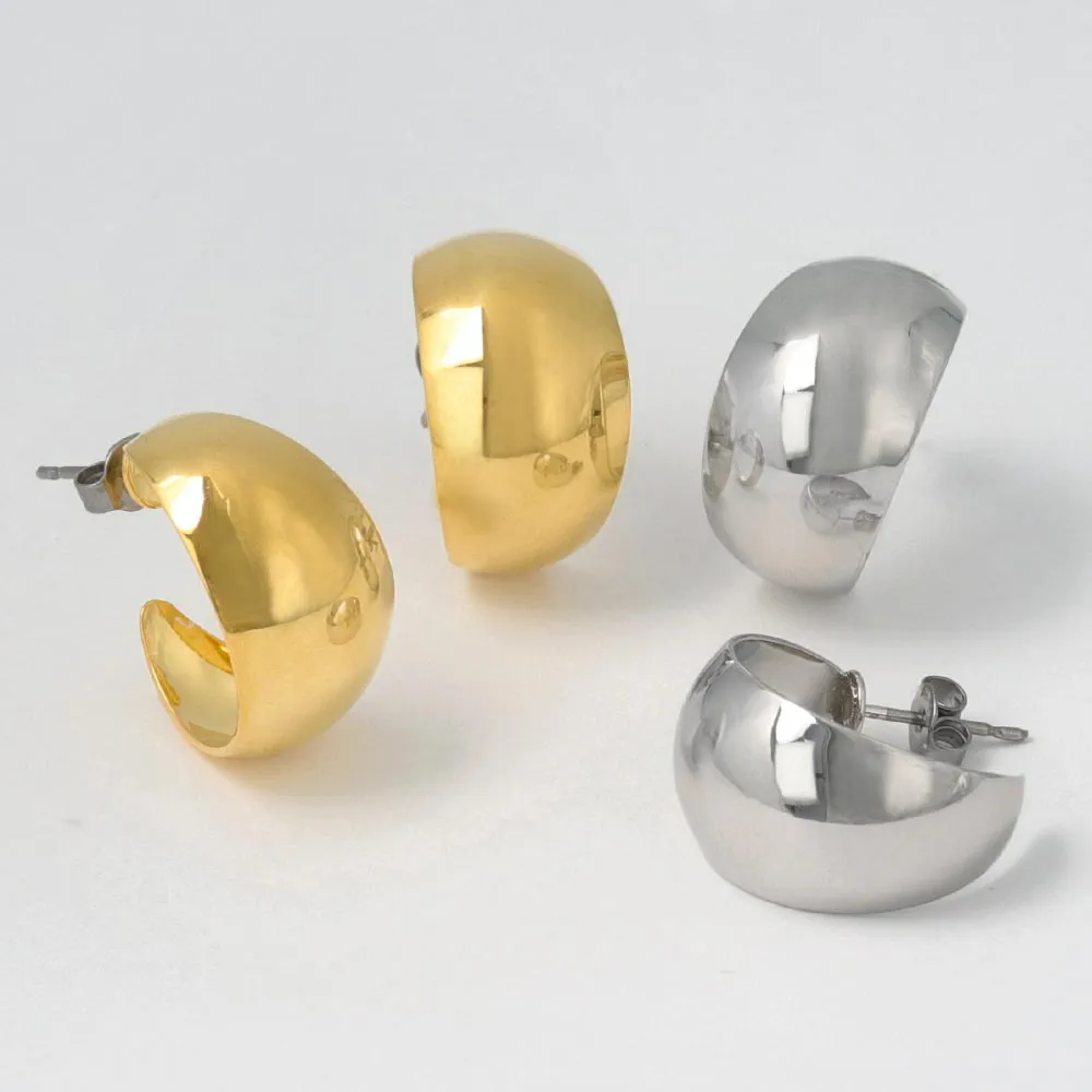 Mirror-Finish Chunky Curl Earrings