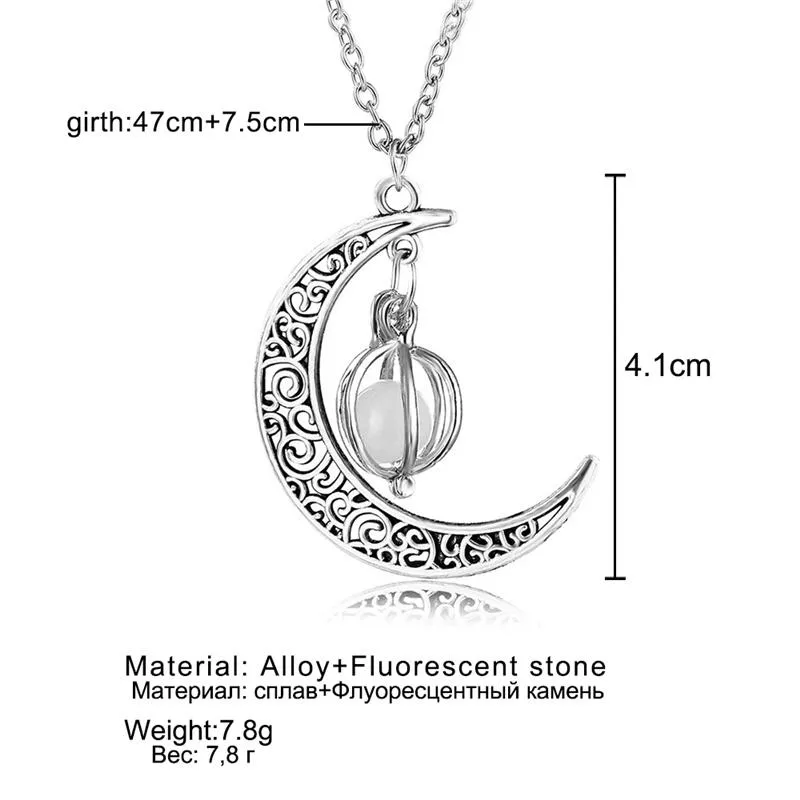 Moon Glowing Luminous Stone Pendant Necklace Gifts