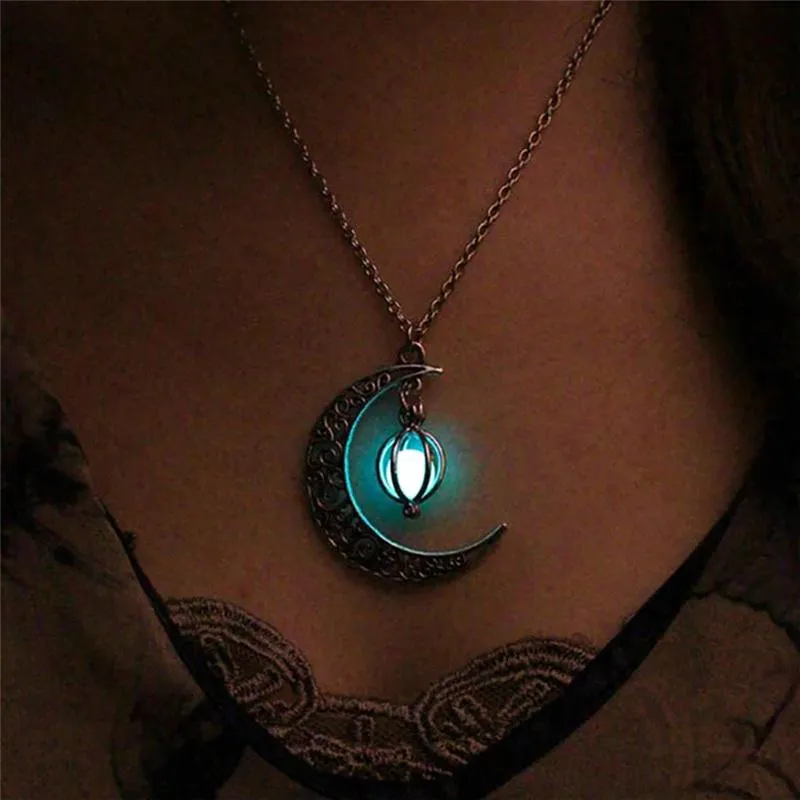 Moon Glowing Luminous Stone Pendant Necklace Gifts