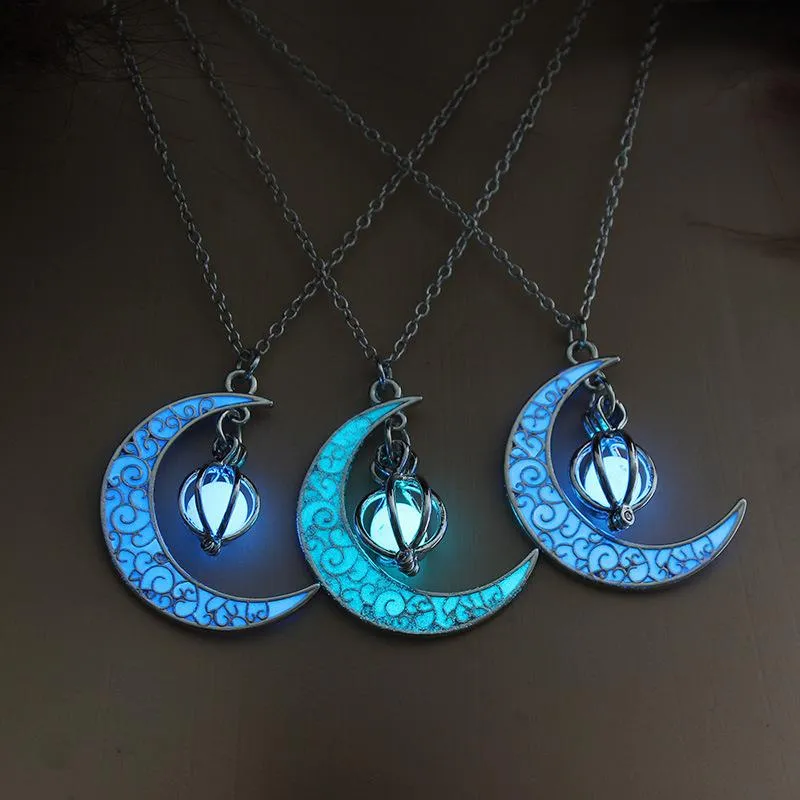 Moon Glowing Luminous Stone Pendant Necklace Gifts