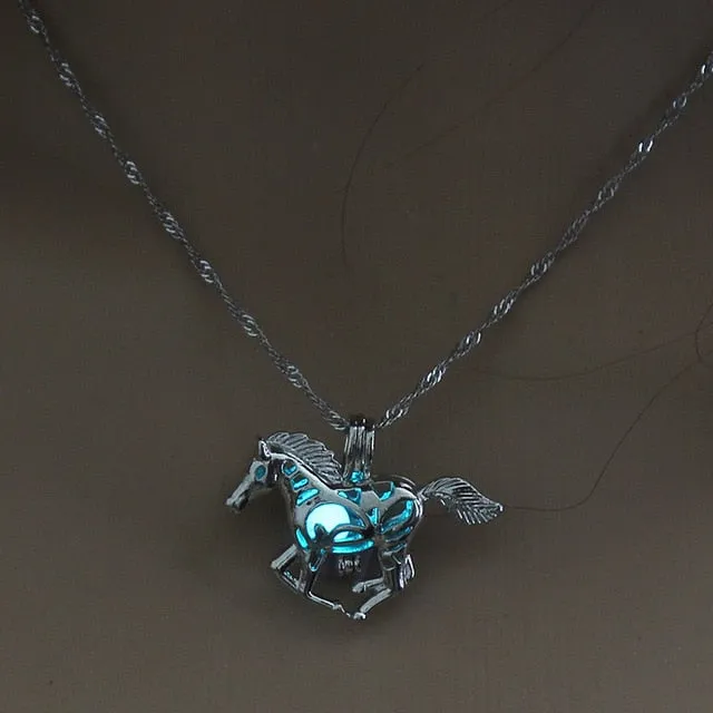 Moon Glowing Necklace Gem Charm Jewelry Silver Plated for Women