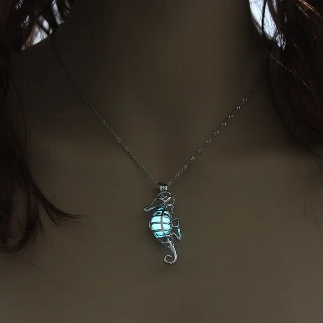 Moon Glowing Necklace Gem Charm Jewelry Silver Plated for Women