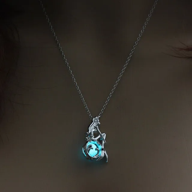 Moon Glowing Necklace Gem Charm Jewelry Silver Plated for Women