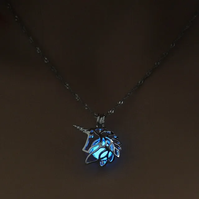 Moon Glowing Necklace Gem Charm Jewelry Silver Plated for Women