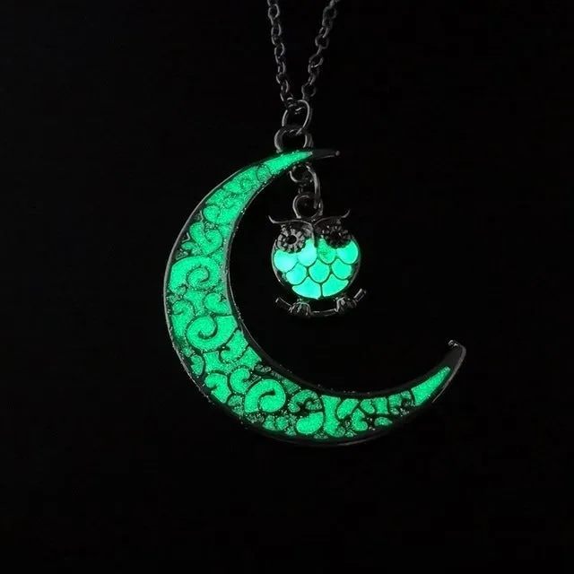 Moon Glowing Necklace Gem Charm Jewelry Silver Plated for Women