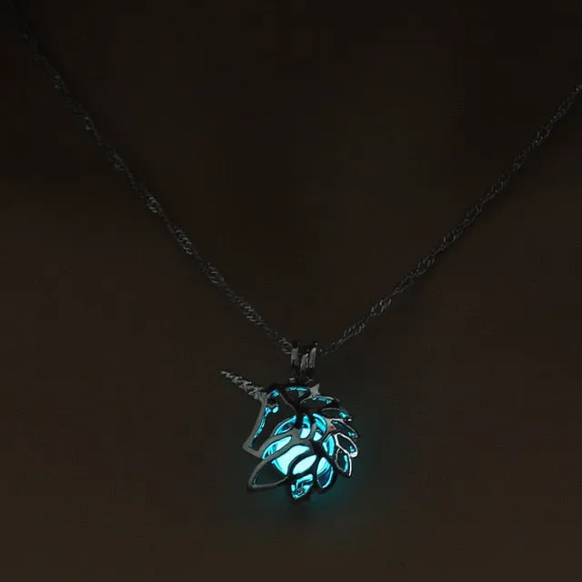 Moon Glowing Necklace Gem Charm Jewelry Silver Plated for Women
