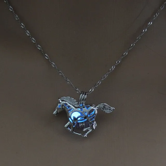 Moon Glowing Necklace Gem Charm Jewelry Silver Plated for Women