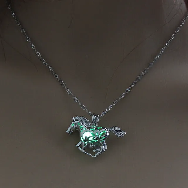Moon Glowing Necklace Gem Charm Jewelry Silver Plated for Women