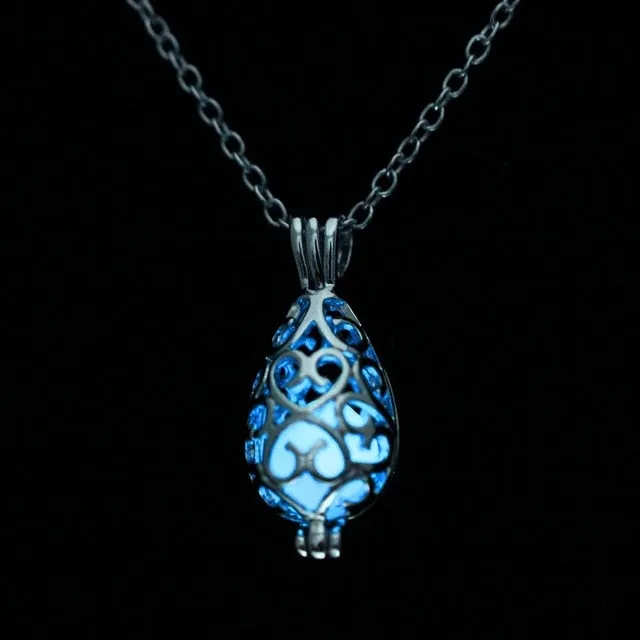 Moon Glowing Necklace Gem Charm Jewelry Silver Plated for Women