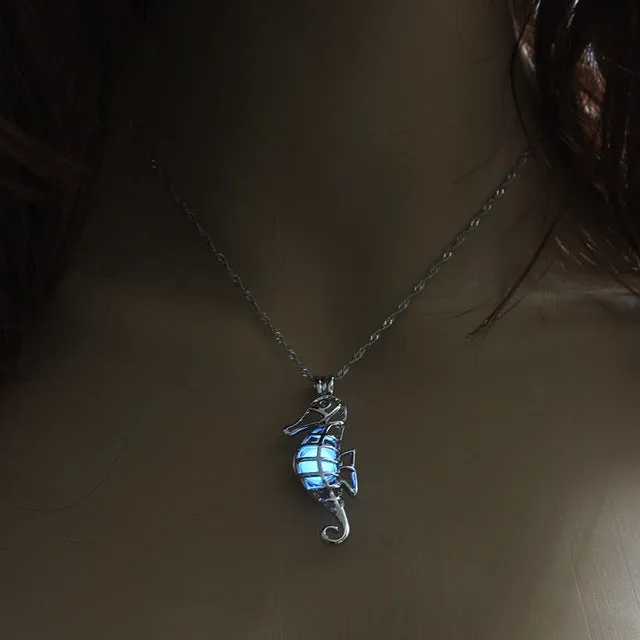 Moon Glowing Necklace Gem Charm Jewelry Silver Plated for Women
